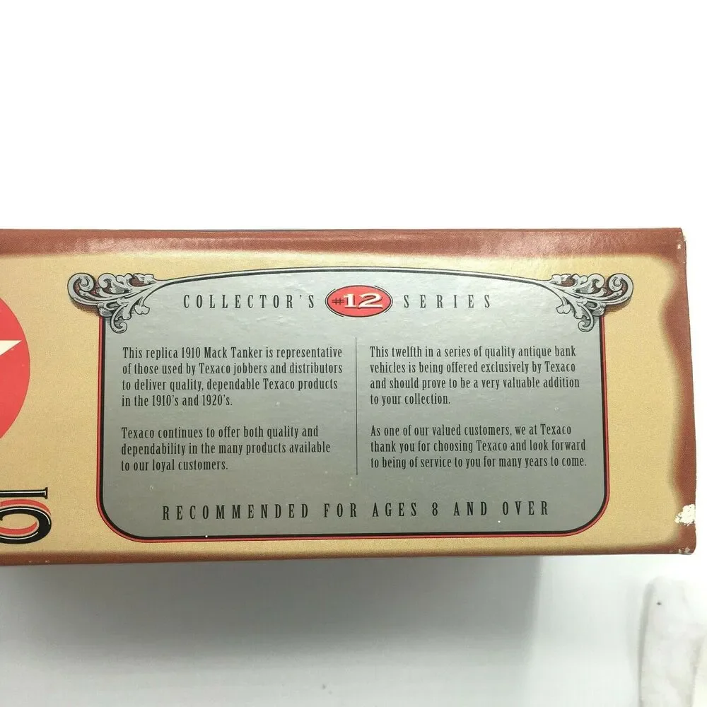 NEW Texaco 1910 Mack Tanker Truck Die Cast Bank VTG 1995 Collector's Series 12